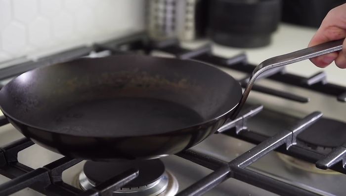 Heat avocado oil in a non-stick pan over medium heat.