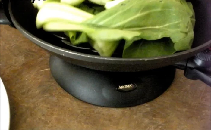 Steam the baby bok choy for 4-5 minutes.
