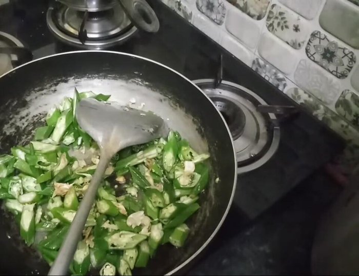 Add chopped okra.