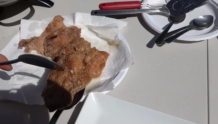 Remove the pork chops from the oil and place them on a plate to drain excess oil.