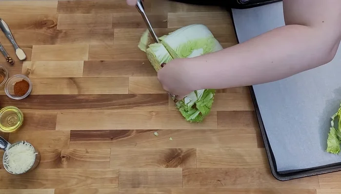 Place the cabbage steaks on a lined baking sheet.