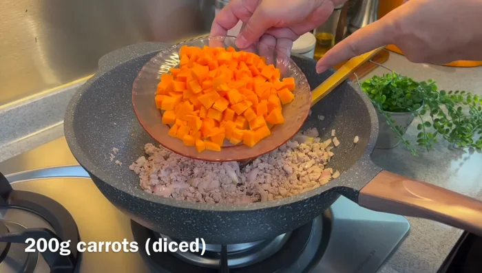Add carrots and potatoes. Mix well.