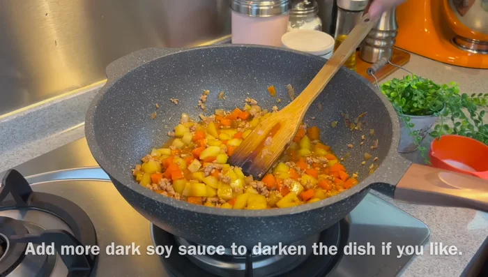 If desired, add more dark soy sauce for a darker color. Be mindful of saltiness.