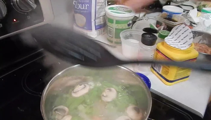 Drain the boiled vegetables.