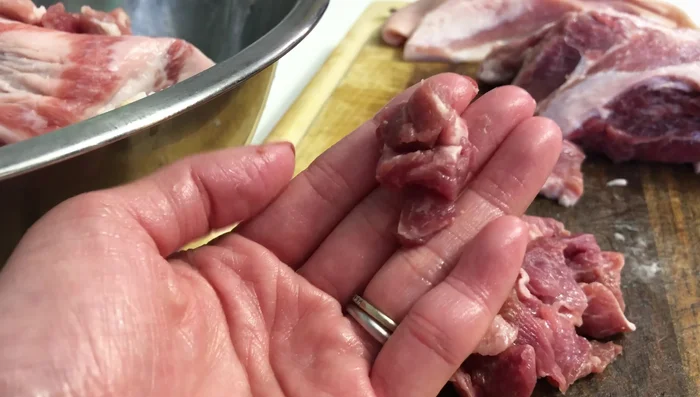 Marinate pork: Combine pork, salt, allulose, beet powder (optional), rose-infused vodka, and coconut aminos. Marinate overnight in the refrigerator.