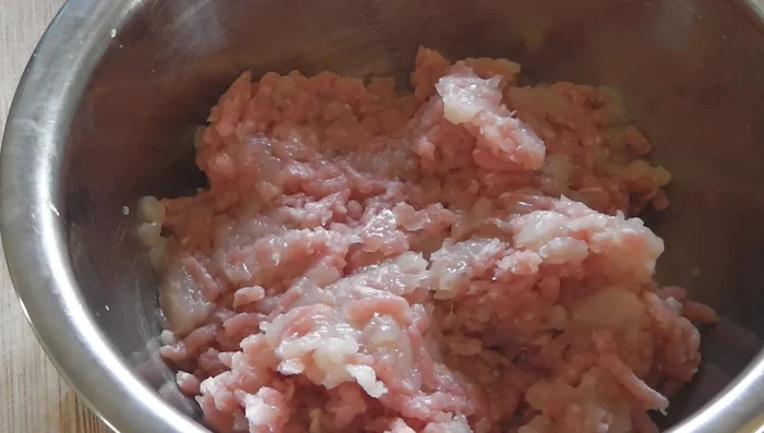 In a bowl, combine the mincemeat, diced carrots, spring onions, and finely chopped garlic.