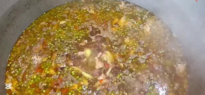 Bring the mixture to a boil, then add washed rice.