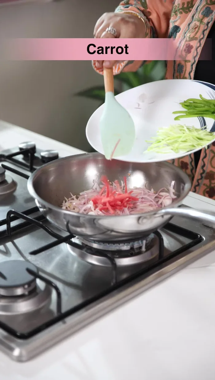Add other chopped vegetables and fry for a minute.