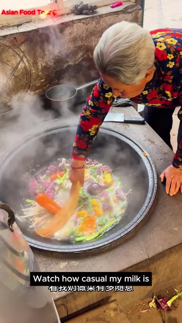 Add milk to the pot. Stir well.