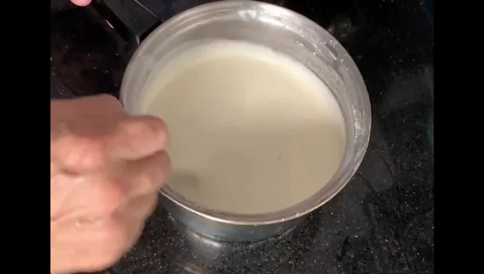 Add enough water to the egg mixture to create a pourable batter.