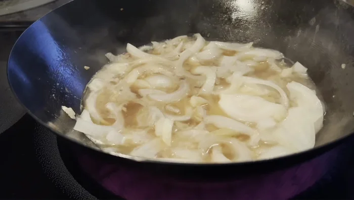 Thicken the sauce with cornstarch slurry.
