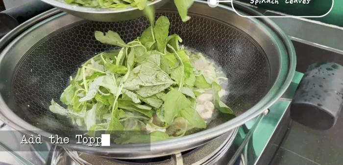 Add spinach leaves and cook for 1-2 minutes until wilted.