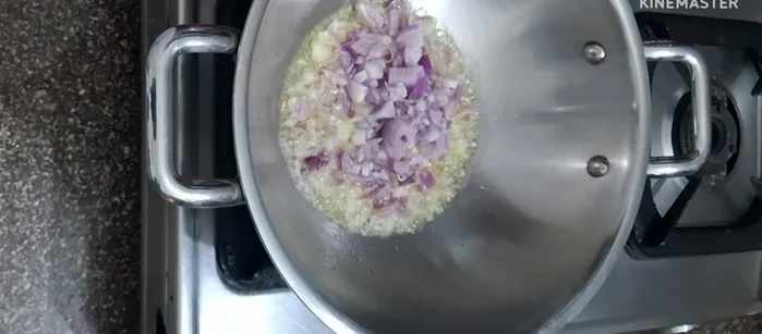 Add finely chopped onion and fry until the rawness goes away (don't brown).