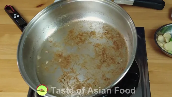 Sauté green onions, ginger, and spices in the remaining oil (112.56).