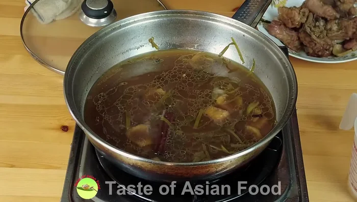 Remove pork ribs and set aside; reduce the braising liquid to a thick gravy over high heat (309.08).
