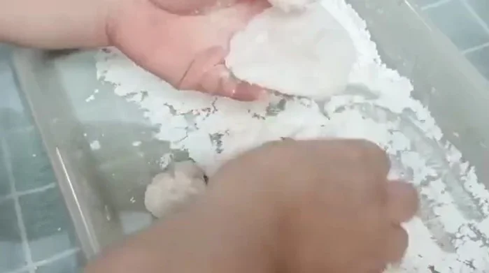 Shape the dough into small, concave bowls.