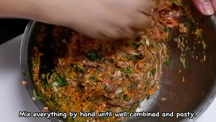Mix well with your hands until the mixture becomes pasty.