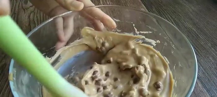 Pour the mixture into a greased steamer.