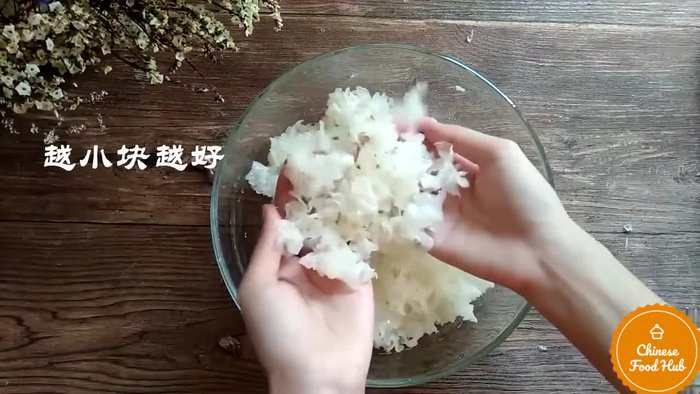 Peel and cut the purple potato into small pieces.