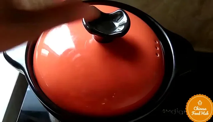 Simmer until the purple potato is cooked and tender.