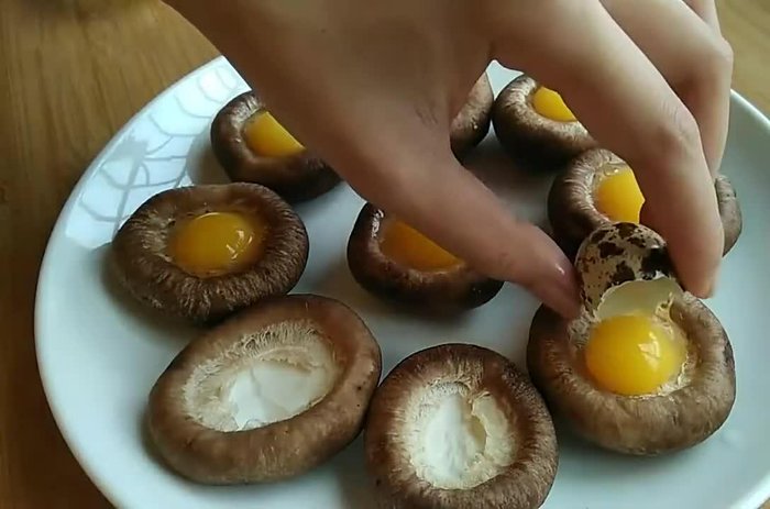 Fill the mushroom caps with the stuffing mixture.