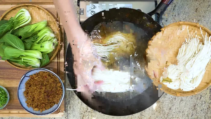 Add noodles and salt, simmer until cooked. (Adjust time based on noodle type).