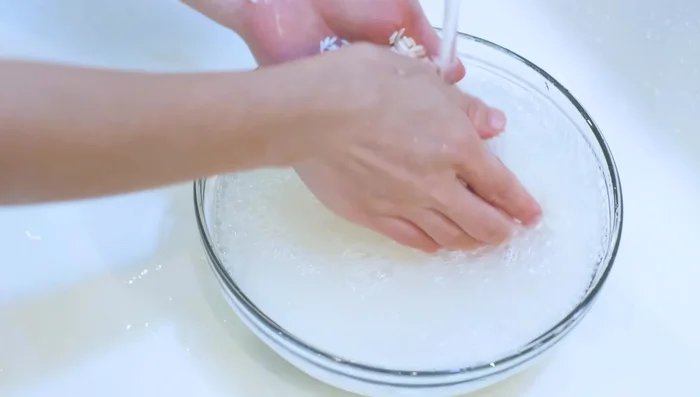 Rinse glutinous rice 3-5 times until water runs clear. Soak for at least 2 hours.