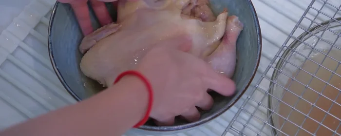Glaze the chicken: Brush the glaze all over the hen.
