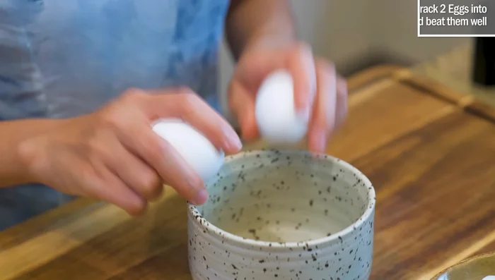 Prepare eggs: Beat eggs well.