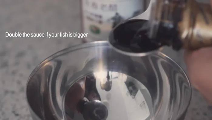 Prepare sauce: In a pot, mix 1 tablespoon of sugar and 1 tablespoon of soy sauce. Cook on medium-high heat until slightly caramelized. Dilute with 1 tablespoon of tap water to prevent burning.