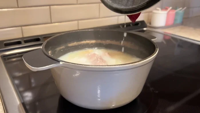 After 1-1.5 hours, the meat should start to pull off the bone. You can stop here, or cook for up to 2.5 hours for extra tenderness.
