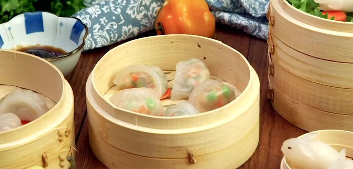 Prepare the dumpling filling. (This might include chopping vegetables, mixing meats, and seasoning.)