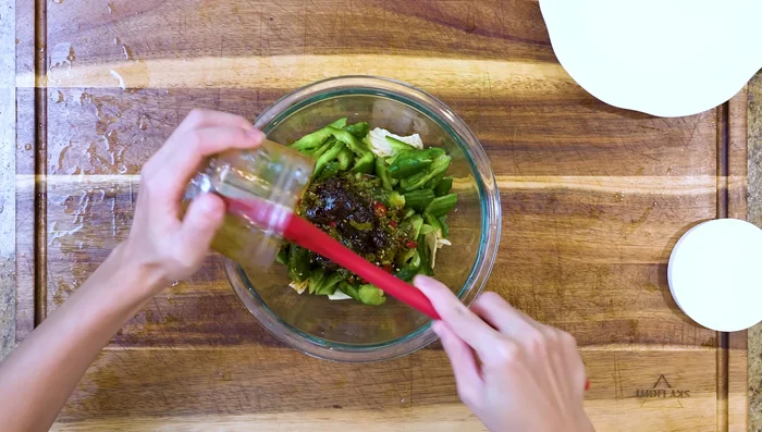 Assemble cucumber salad.