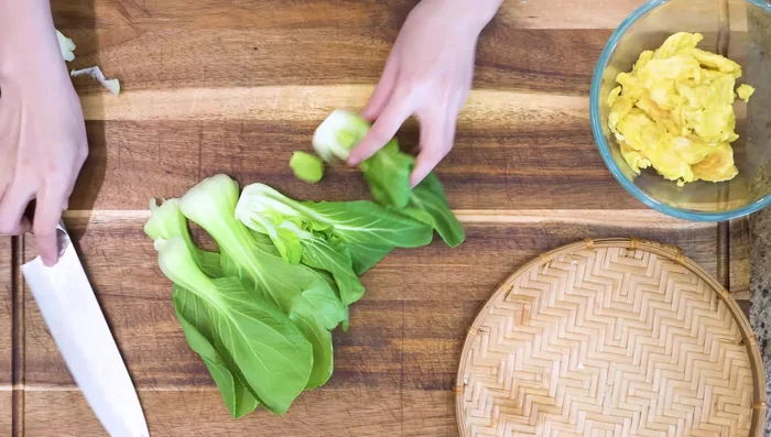 Add baby bok choy when noodles are almost done.