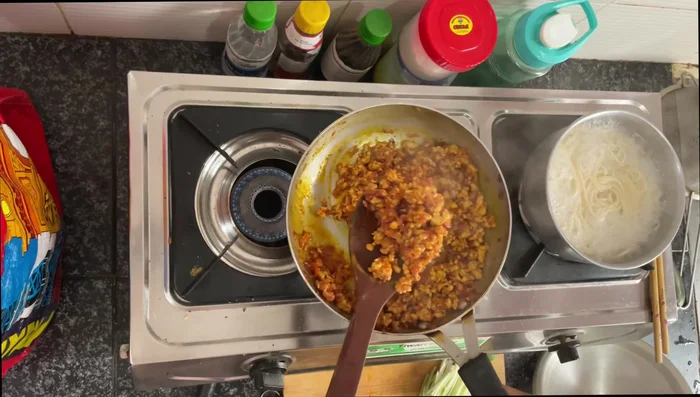 Boil noodles separately.