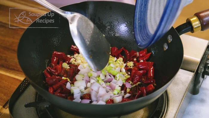 Add garlic, ginger, and shallot; sauté until fragrant.