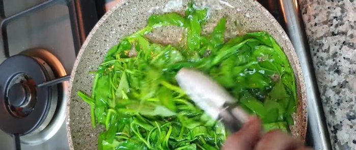Bring a pot of water to a boil with a pinch of salt. Add the water spinach and blanch for a few seconds.