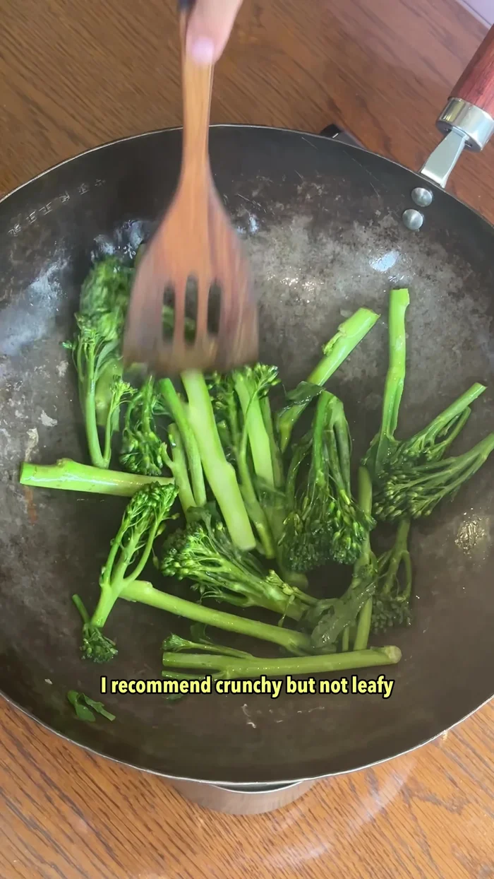 Fry the vegetables until they are 80% cooked. Set aside in a serving bowl.