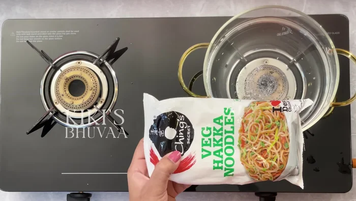 Boil noodles with a pinch of salt.