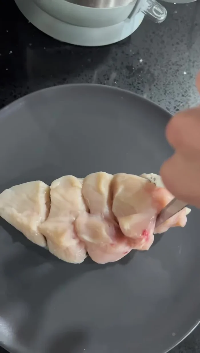 Cut up the freerange chicken.