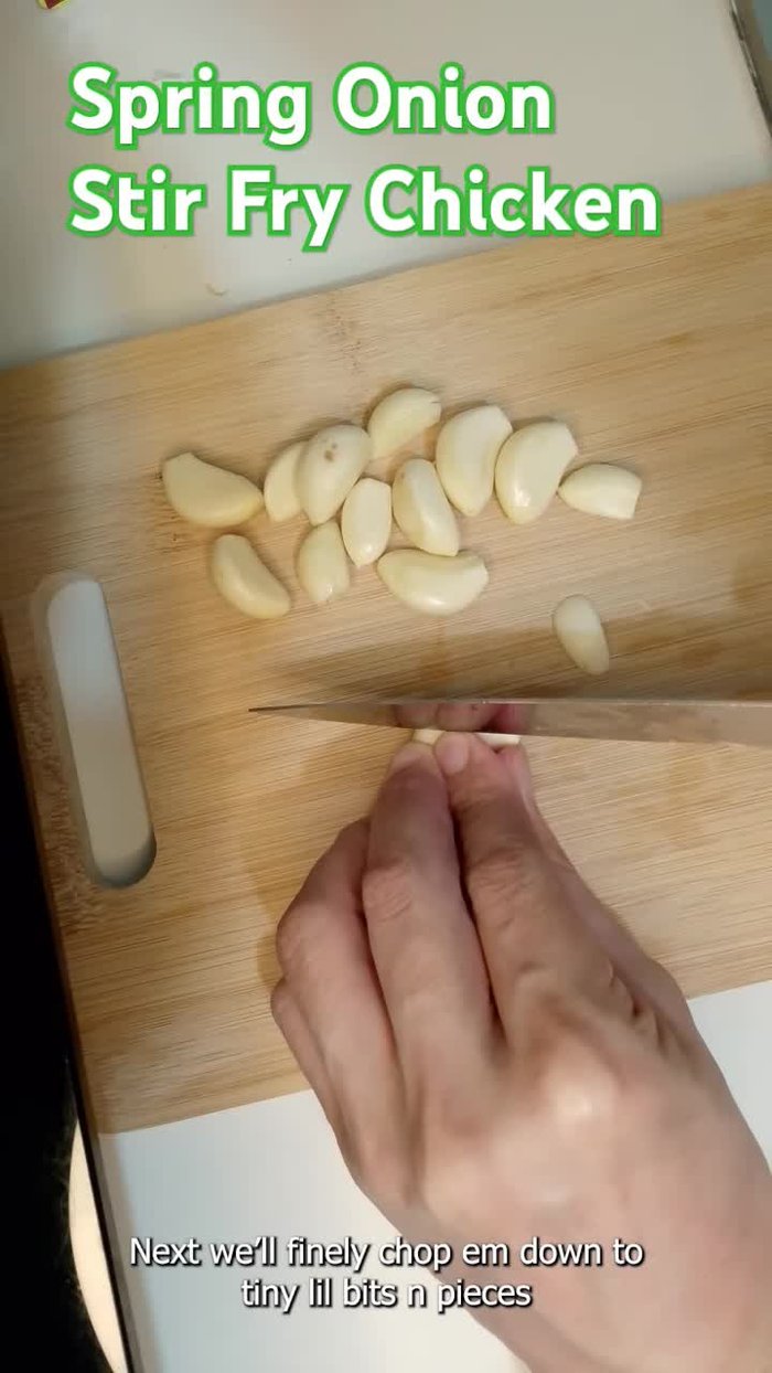 Crush and finely chop 4 cloves of garlic. (10.88)