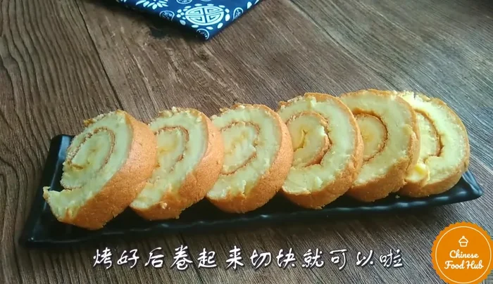 Serve and enjoy your soft sponge cake roll!