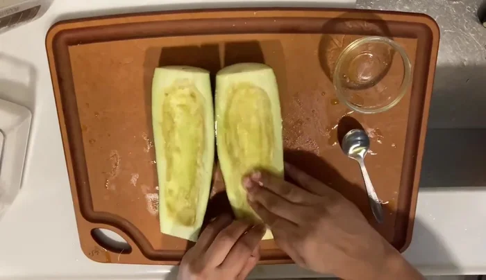 Bake the eggplants: Place the stuffed eggplants in a baking dish and bake in a preheated oven until the eggplant is tender and the filling is cooked through. (Check for doneness)
