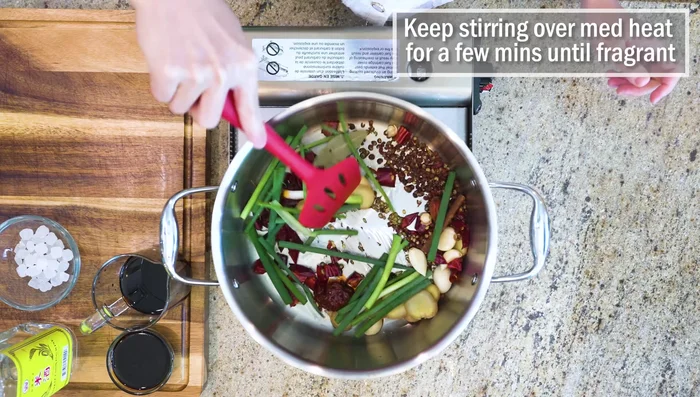 Stir over medium heat for a couple of minutes until fragrant.