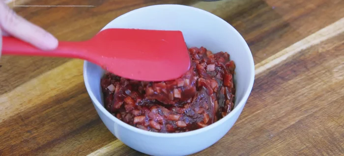 Combine gravy and Char Siu: Add diced Char Siu to the gravy, mix well. Refrigerate overnight.