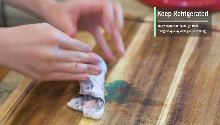 Keep the remaining dough refrigerated to prevent it from rising too quickly (139.28).