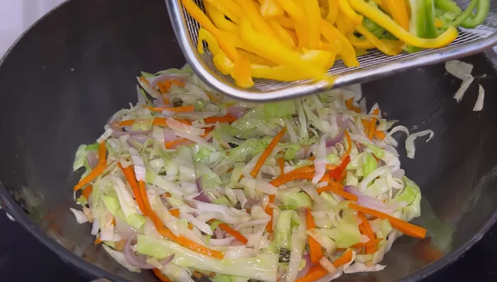 Add remaining vegetables and fry lightly until slightly crunchy.