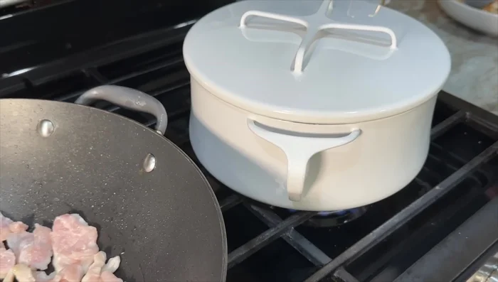 Blanch vegetables in boiling water for about 5 minutes.